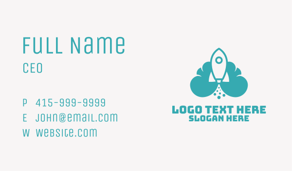 Blue Rocket Launch Cloud Business Card Design Image Preview