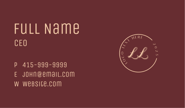 Stylish Script Emblem Lettermark Business Card Design Image Preview