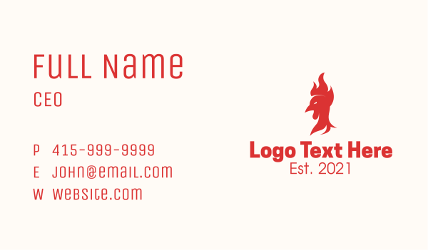 Red Fire Chicken  Business Card Design Image Preview