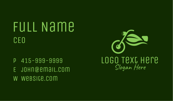 Eco Motorcycle Leaf  Business Card Design Image Preview
