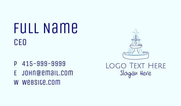 Blue Water Fountain Business Card Design Image Preview