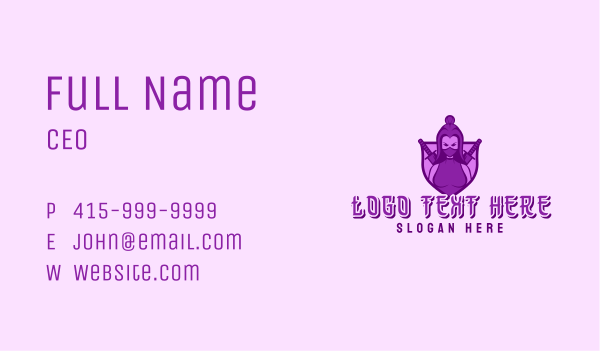 Samurai Ninja Girl Business Card Design Image Preview