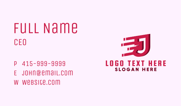 Speedy Letter J Motion Business Card Design Image Preview