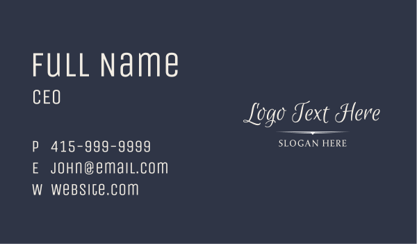 Luxury Cursive Wordmark Business Card Design Image Preview