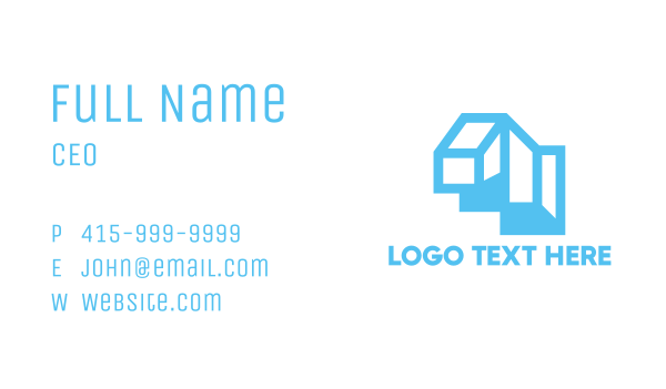 Cyan Blue Geometric Structure Business Card Design Image Preview