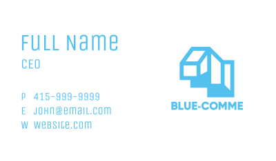 Cyan Blue Geometric Structure Business Card Image Preview