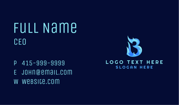 Blue Fire Letter B Business Card Design Image Preview