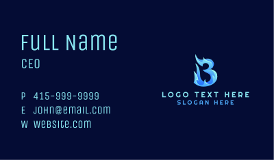 Blue Fire Letter B Business Card Image Preview