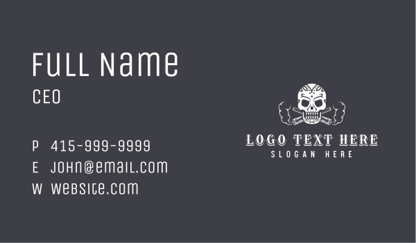 Calavera Smoker Skull Business Card Design Image Preview