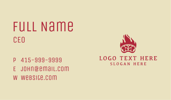 Flaming Meat Barbecue Business Card Design Image Preview
