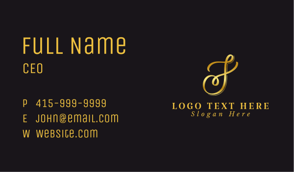 Elegant Cursive Letter J Business Card Design Image Preview