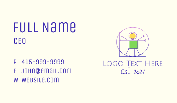 Vitruvian Man Stick Figure Business Card Design Image Preview