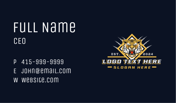 Wild Tiger Scratch Gaming Business Card Design Image Preview