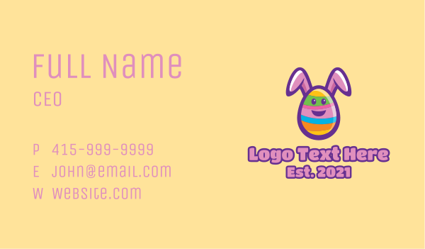 Colorful Easter Bunny Egg Business Card Design Image Preview