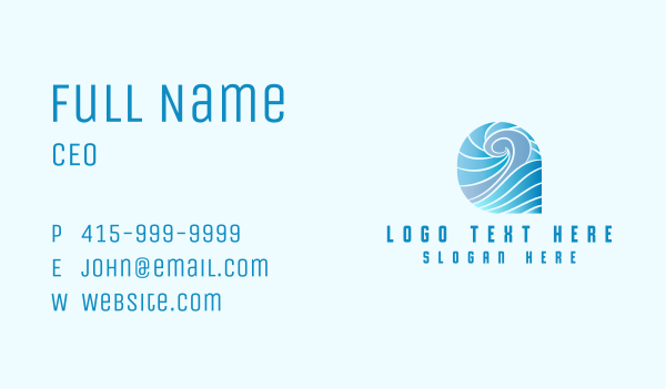 Blue Ocean Waves Business Card Design Image Preview