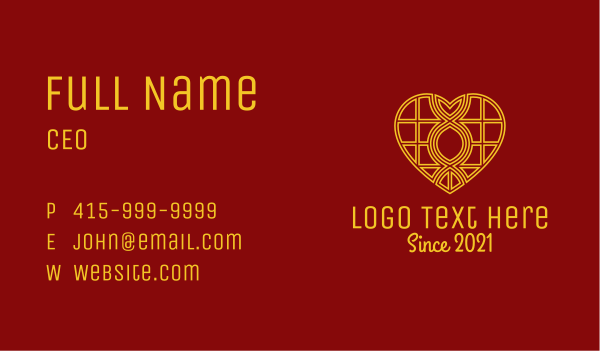 Golden Heart Line Art Business Card Design Image Preview