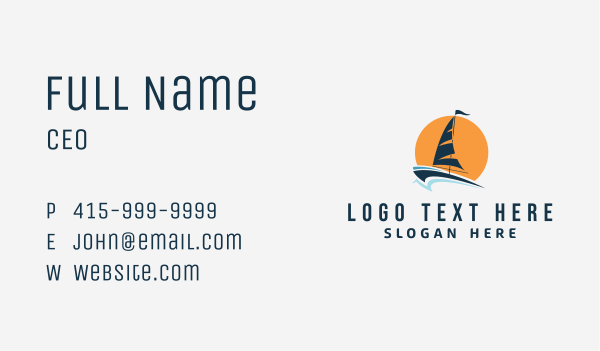 Sun Sailing Yacht  Business Card Design Image Preview