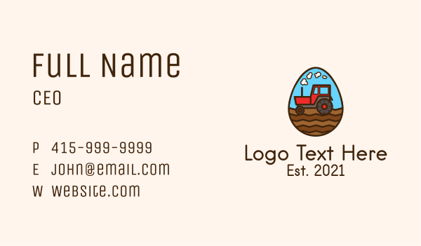 Agricultural Tractor Egg Business Card Design Image Preview
