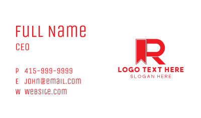 Red Ribbon R Business Card Image Preview