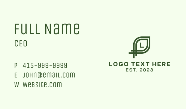 Linear Leaf Letter Business Card Design Image Preview