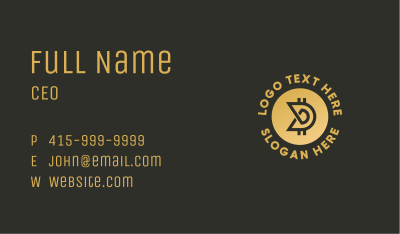 Gold Cryptocurrency Letter D  Business Card Image Preview