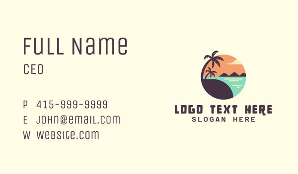 Tropical Ocean Beach Business Card Design Image Preview