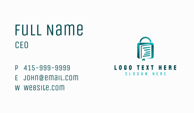 Book Shopping Bag Business Card Image Preview