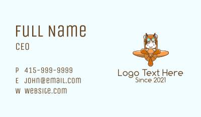 Cow Airplane Mascot Business Card