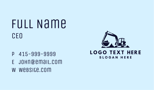 Excavator Mining Machinery  Business Card Design Image Preview