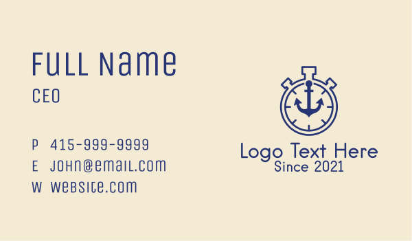 Timer Stopwatch Anchor  Business Card Design Image Preview