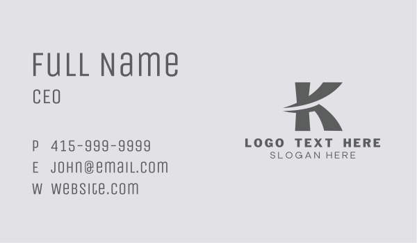 Swoosh Curve Letter K Business Card Design Image Preview