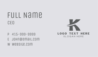 Swoosh Curve Letter K Business Card Image Preview