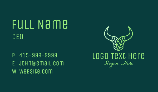 Green Bull Leaves Business Card Design Image Preview