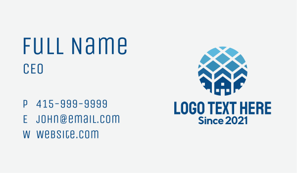 Blue Geometric Real Estate Business Card Design