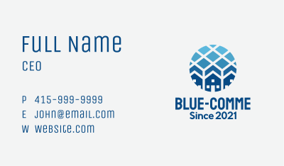 Blue Geometric Real Estate Business Card Image Preview