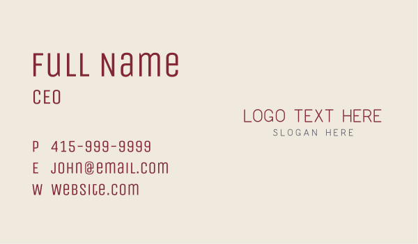 Slim Minimalist Wordmark Business Card Design Image Preview