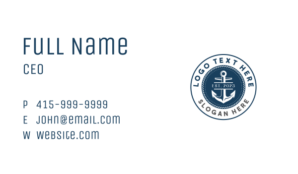Nautical Ship Anchor Business Card Design Image Preview