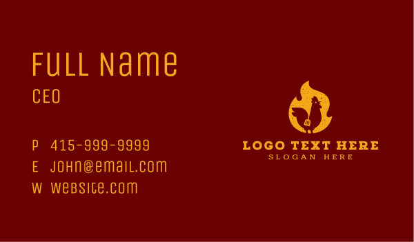 Chicken Flame BBQ Grill Business Card Design Image Preview