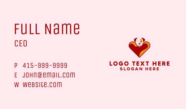 Cute Heart Dog  Business Card Design Image Preview