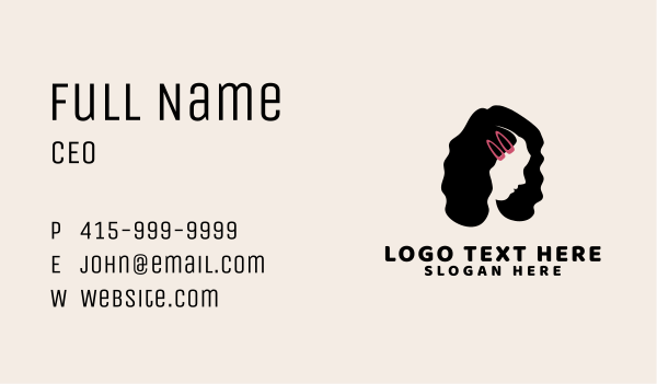 Curly Girl Hair Pin Business Card Design Image Preview