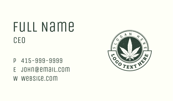 Marijuana Cannabis Emblem Business Card Design Image Preview