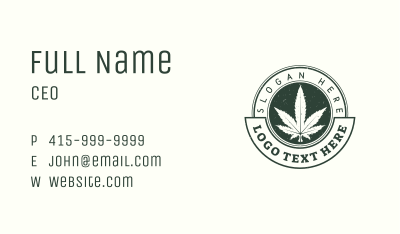 Marijuana Cannabis Emblem Business Card