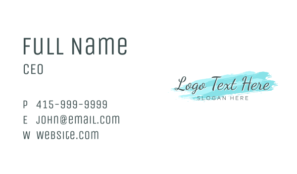 Feminine Watercolor Wordmark Business Card Design Image Preview