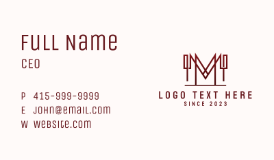 Sharp Letter M Outline Business Card Image Preview