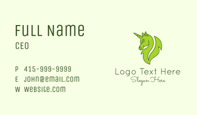 Green Leaf Unicorn Business Card Image Preview