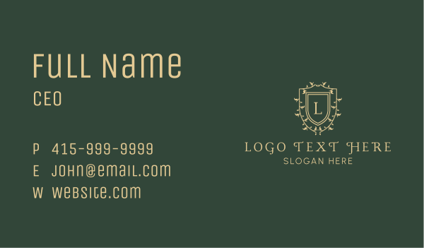Wreath Shield Academy Business Card Design Image Preview