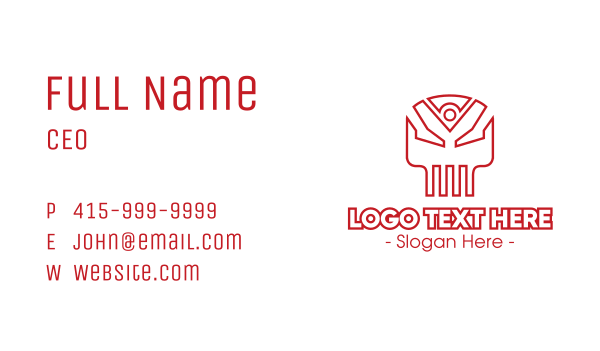 Red Robotic Skull  Business Card Design Image Preview