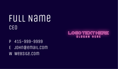 Futuristic Neon Wordmark Business Card Image Preview