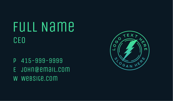 Power Lightning Bolt Business Card Design Image Preview