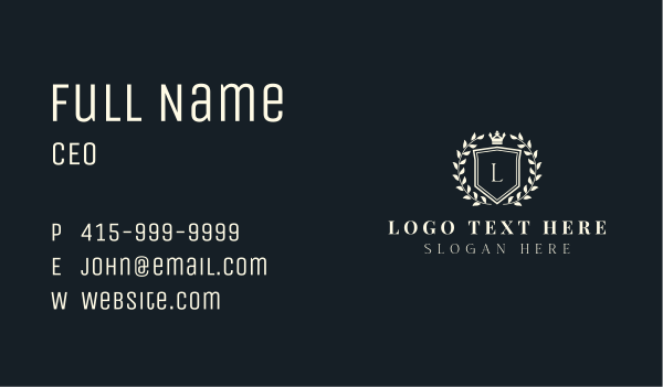 Shield Wreath Royalty Business Card Design Image Preview